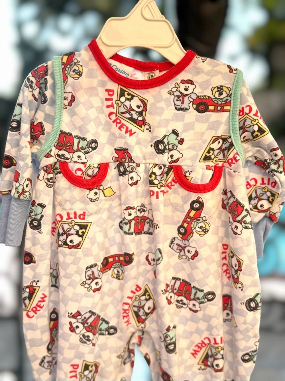 Vintage Carter's Baby Boy Pit Crew Racing Long Sleeve Romper, 6M